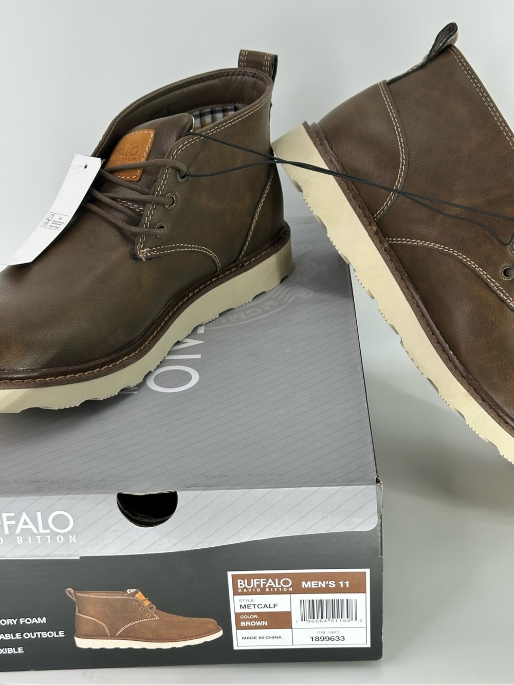 Buffalo David Bitton Brown Leather Men's Chukka Boots
